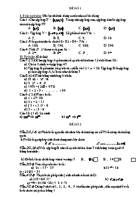 Đề kiểm tra môn Toán khối 6
